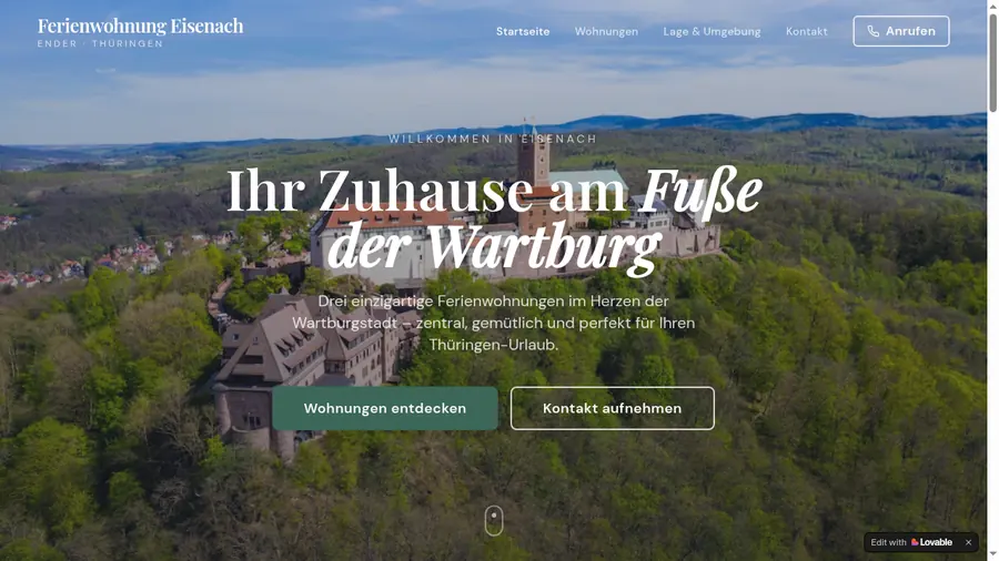 Webdesign – Ferienwohnung Eisenach | Tourismus & Vermietung | PdC Solutions