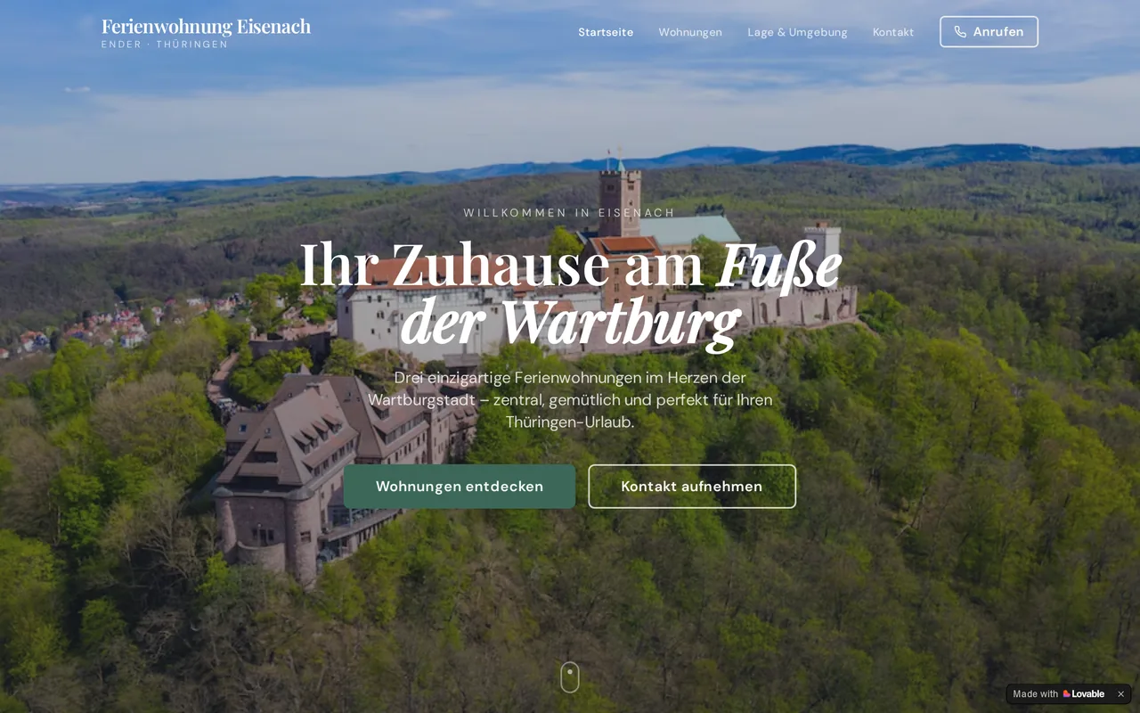 Webdesign – Ferienwohnung Eisenach | Tourismus & Vermietung | PdC Solutions