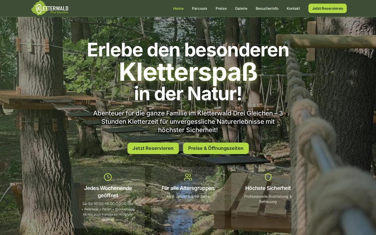 Webdesign – Kletterwald Drei Gleichen | Freizeit & Erlebnis | PdC Solutions